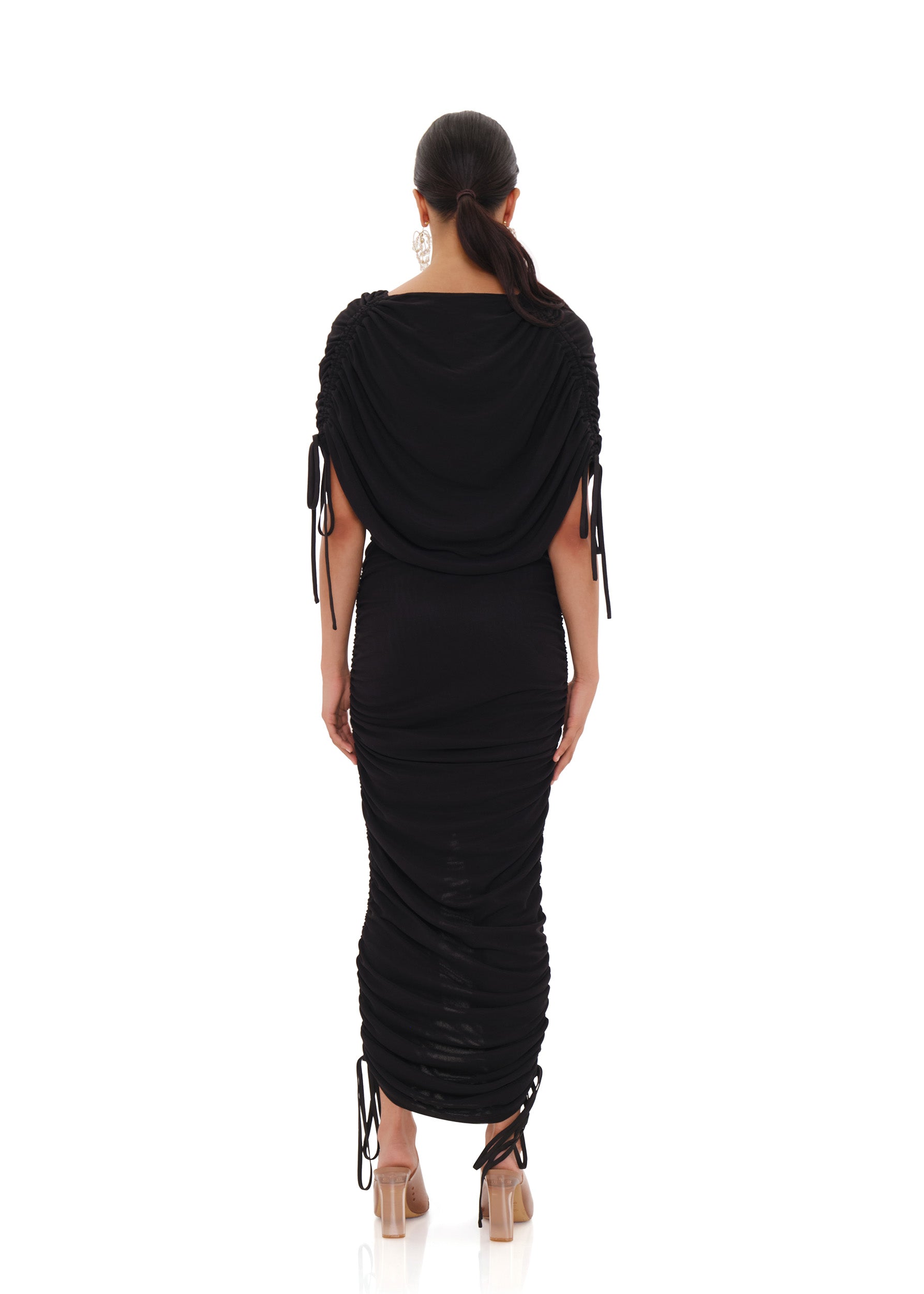 Ratu midi dress with ruching - Black
