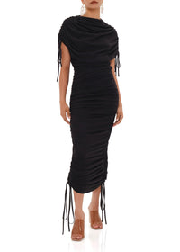 Ratu midi dress with ruching - Black