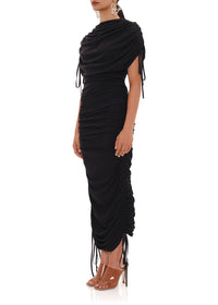 Ratu midi dress with ruching - Black