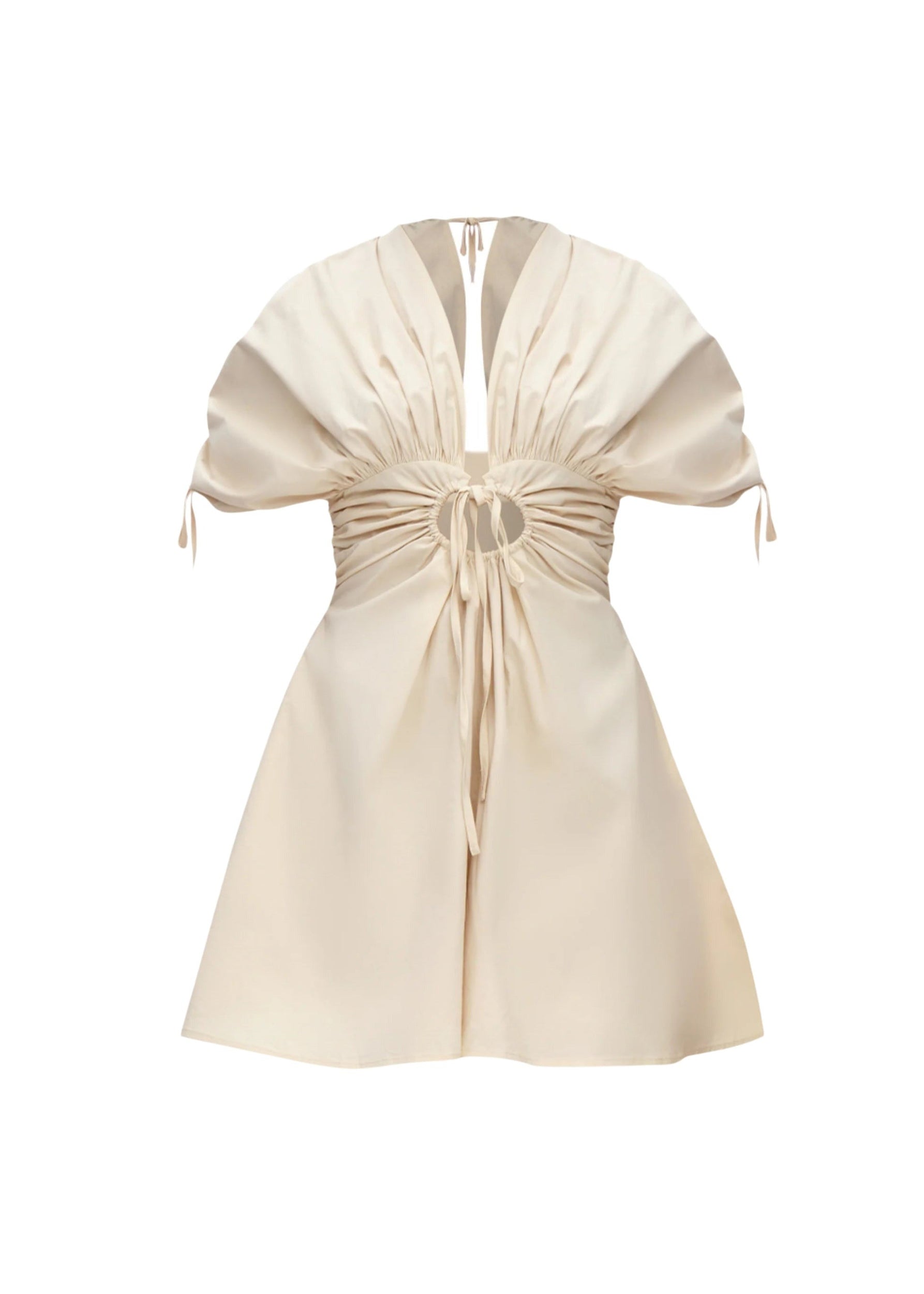 Ruched Rina Playsuit with cut-outs - Bone