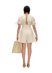 Ruched Rina Playsuit with cut-outs - Bone