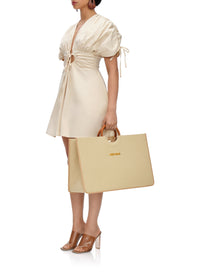 Ruched Rina Playsuit with cut-outs - Bone