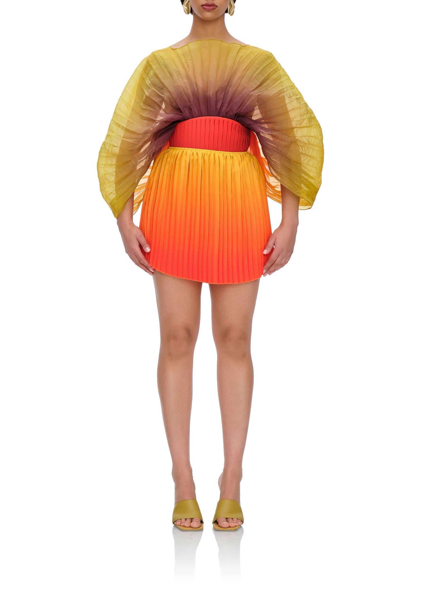 Short pleated Kata skirt - Adwa Red