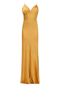 Tiro satin halter maxi dress - Mustard