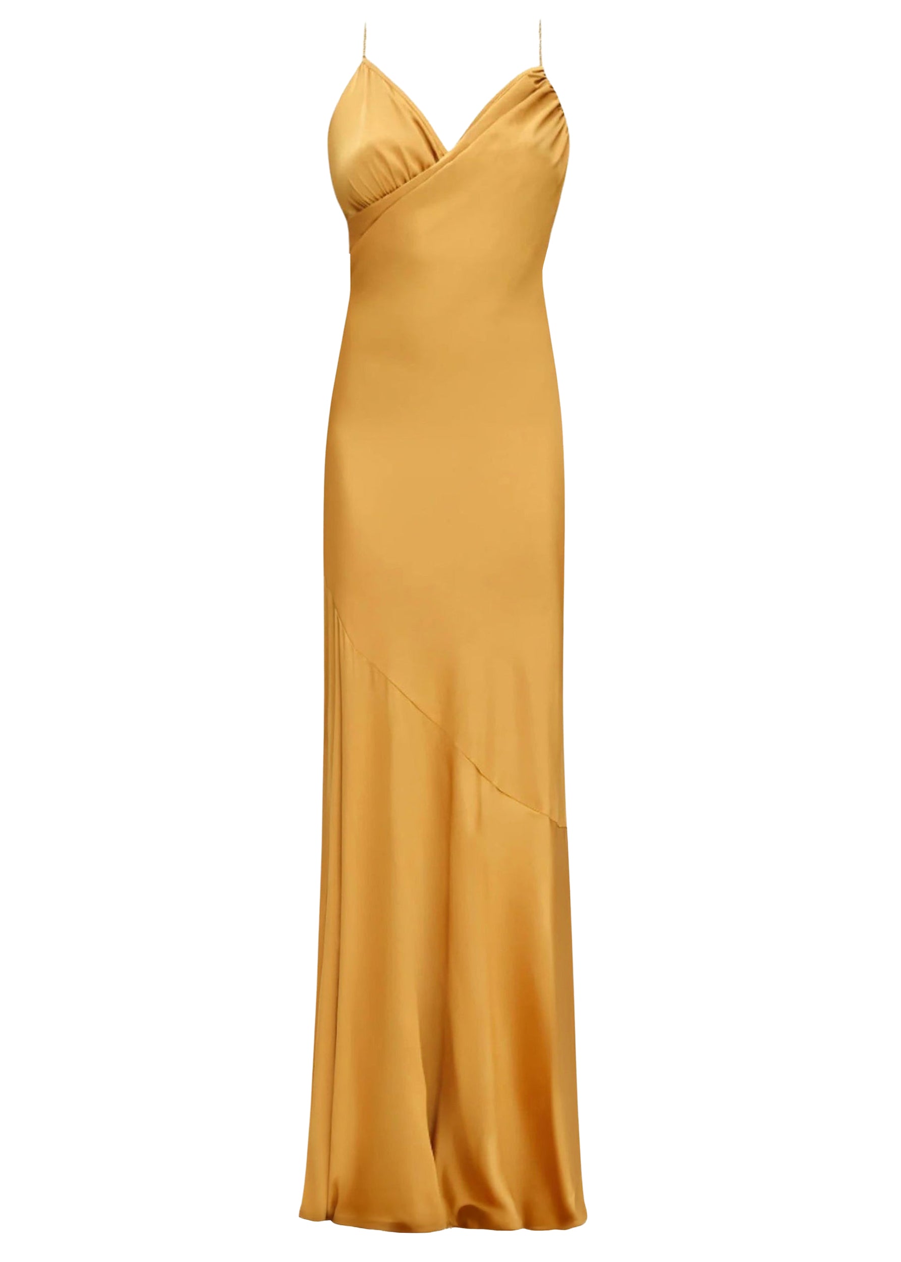 Tiro satin halter maxi dress - Mustard