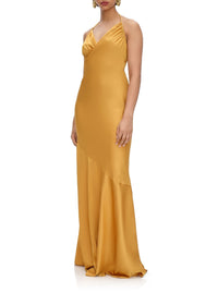 Tiro satin halter maxi dress - Mustard