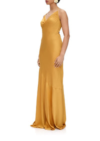Tiro satin halter maxi dress - Mustard
