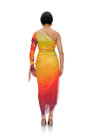 Turi asymmetric ruched dress - Adwa Multicolor