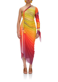 Turi asymmetric ruched dress - Adwa Multicolor