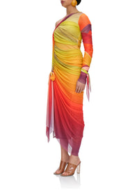 Turi asymmetric ruched dress - Adwa Multicolor
