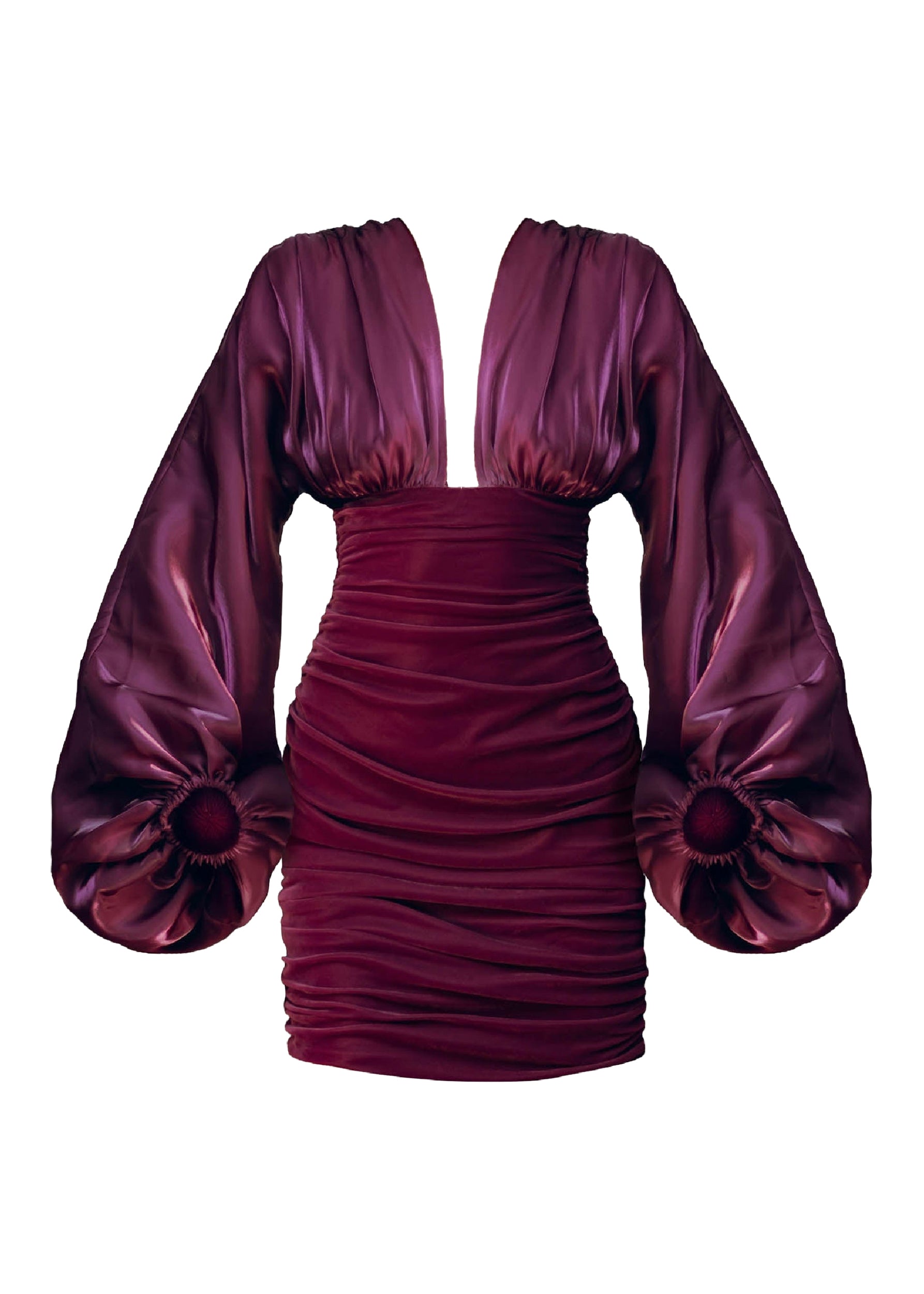 Anida gathered short dress - Maroon