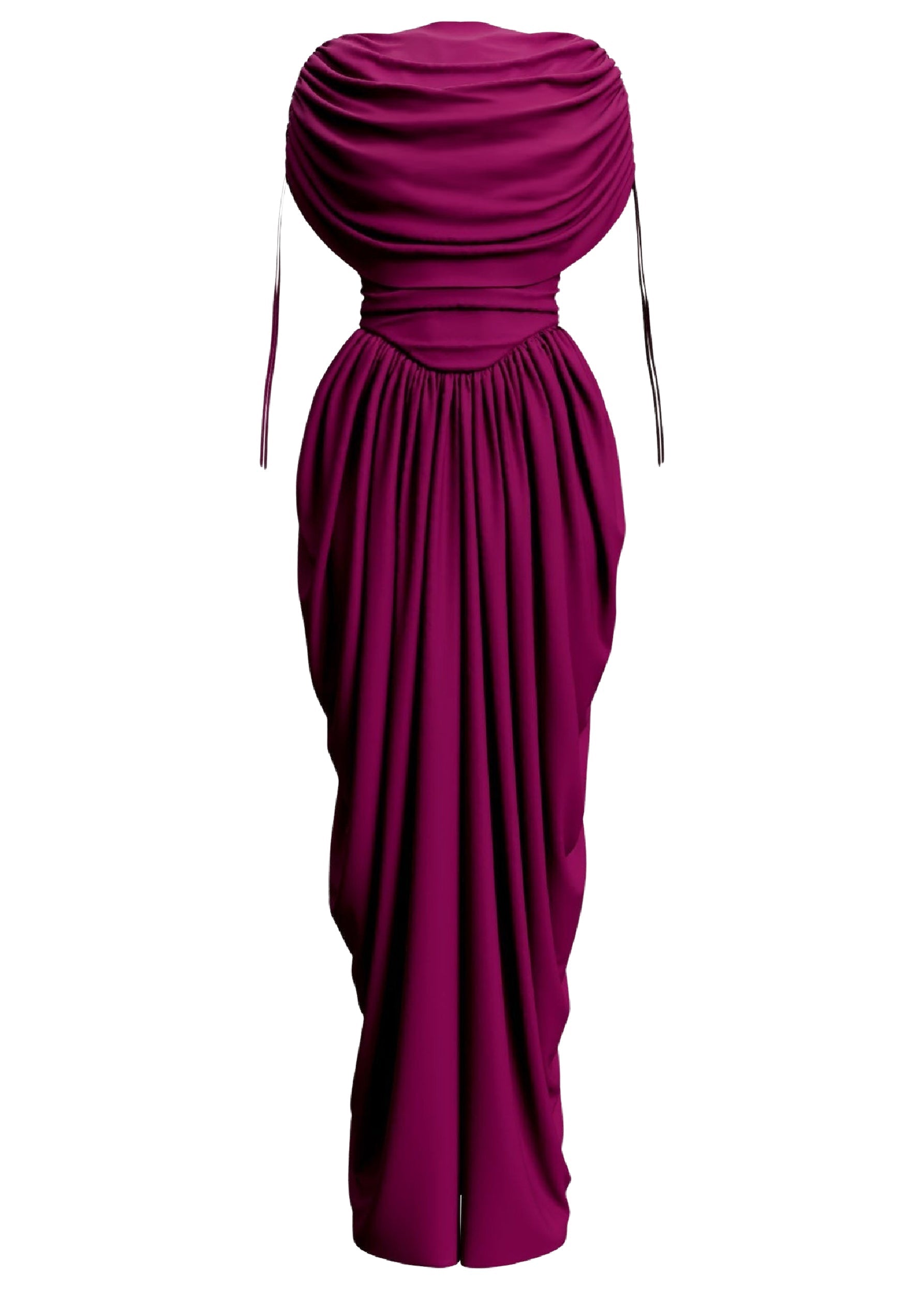 Katu draped and gathered mesh maxi dress - Plum