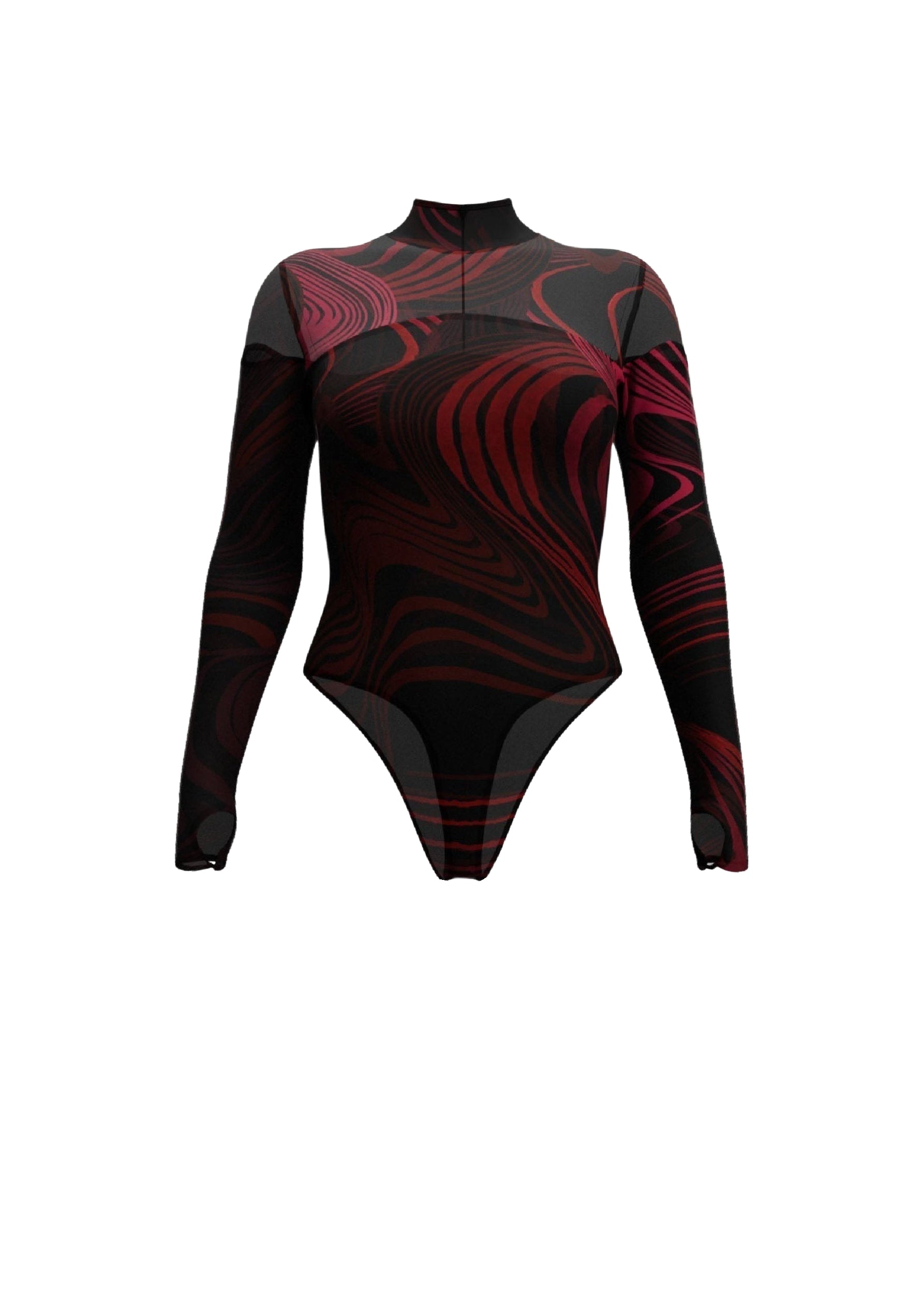 Loma bodysuit with printed stand-up collar - Corda Print