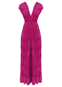 Sina Ruched Slit Dress - Magenta