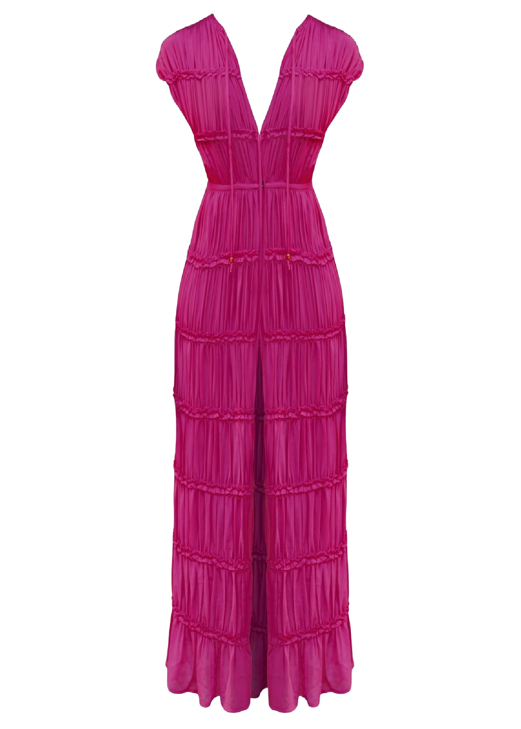 Sina Ruched Slit Dress - Magenta