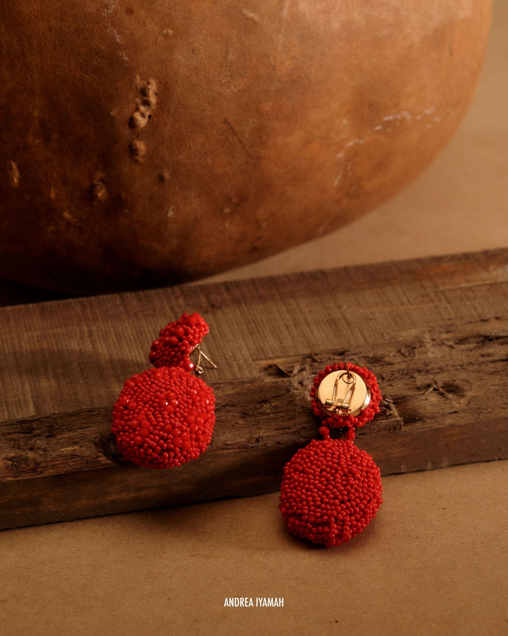 Boucles d'oreilles Odi en perles - Crimson