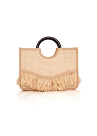 Petit sac Ahi à franges en raphia - Natural
