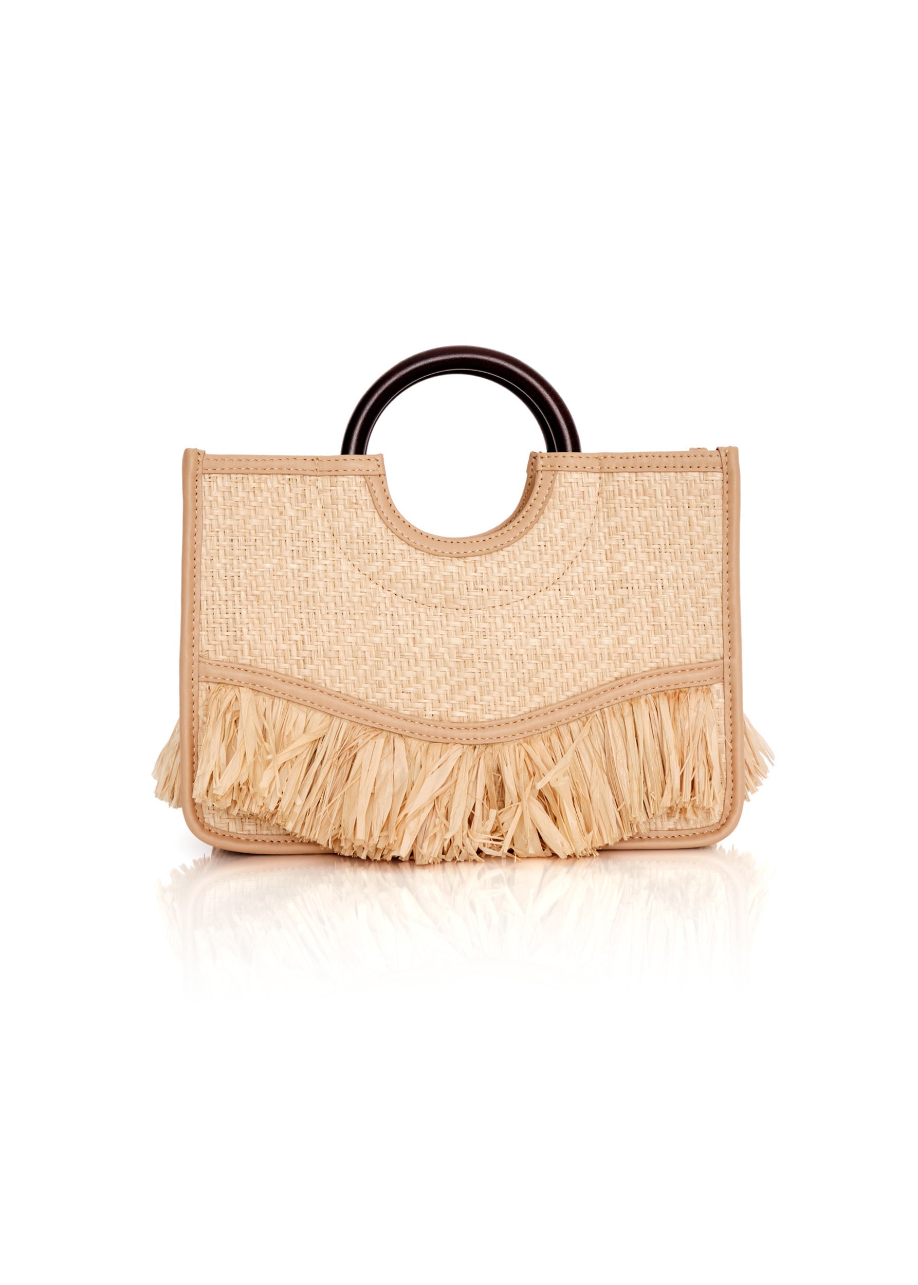 Petit sac Ahi à franges en raphia - Natural