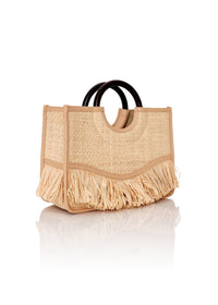 Petit sac Ahi à franges en raphia - Natural