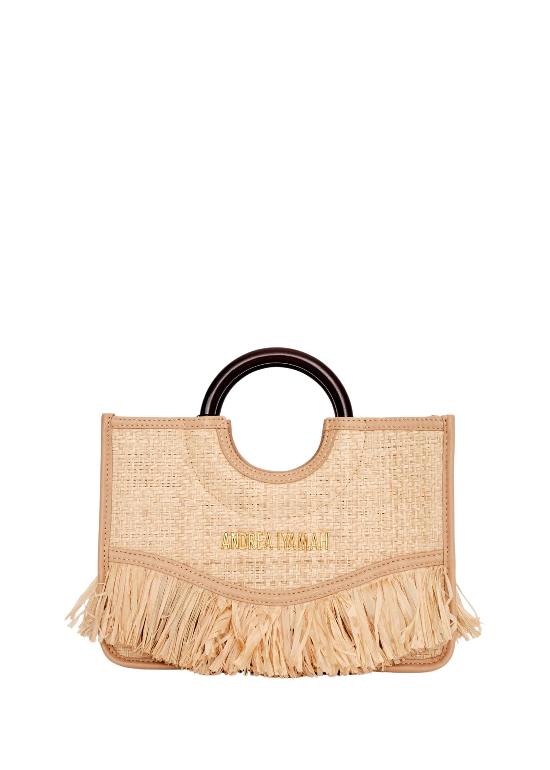 Petit sac Ahi à franges en raphia - Natural