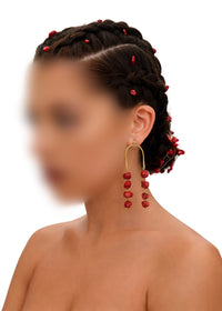 Eri earrings in metal - Coral Red