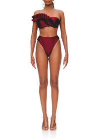 Liva high waist bikini bottoms - Wine