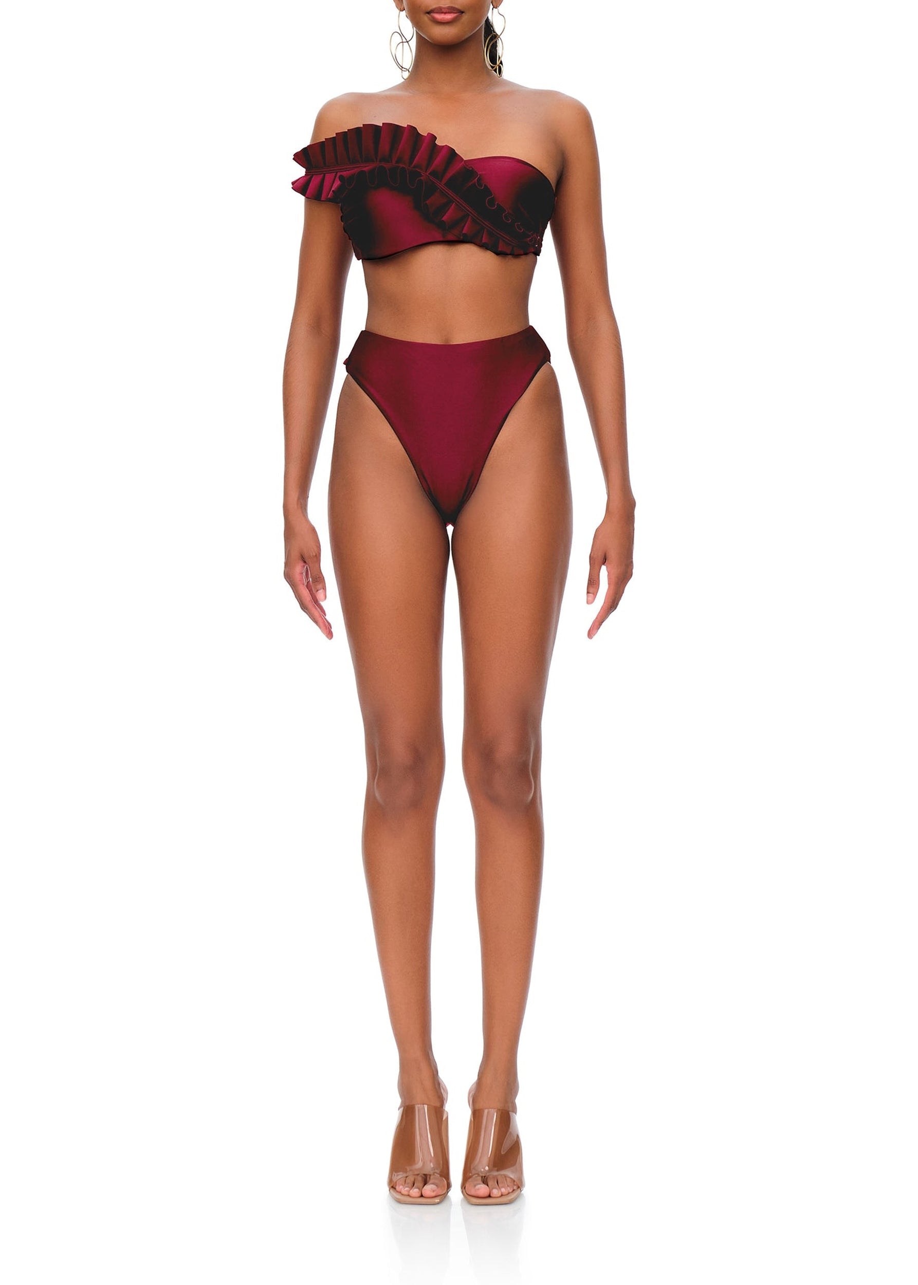 Bas de bikini Liva à taille haute - Wine