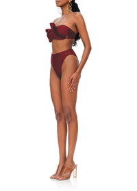 Bas de bikini Liva à taille haute - Wine