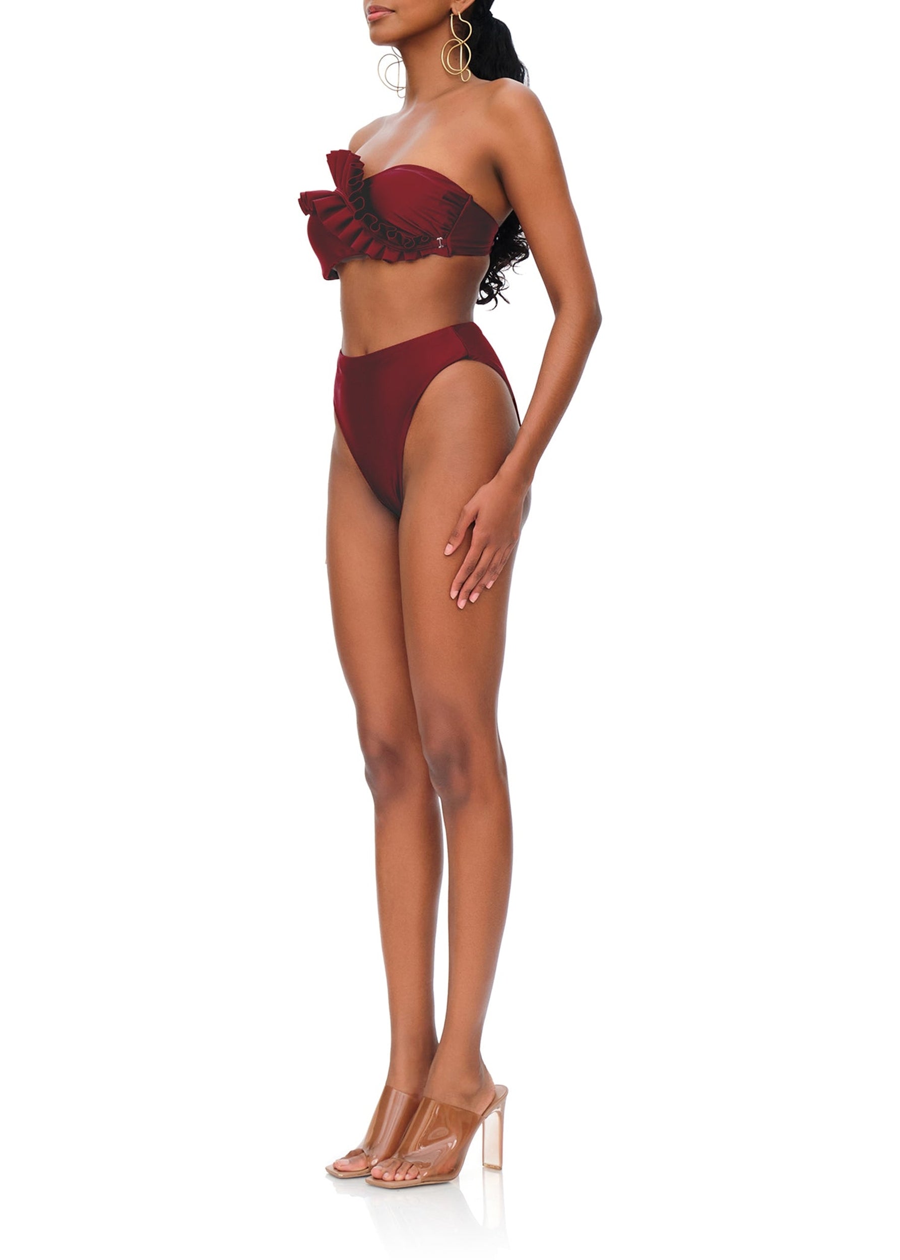 Bas de bikini Liva à taille haute - Wine