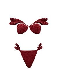 Mulan ruffled bikini bottoms - Wine