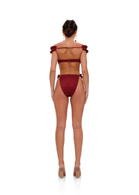 Mulan ruffled bikini bottoms - Wine