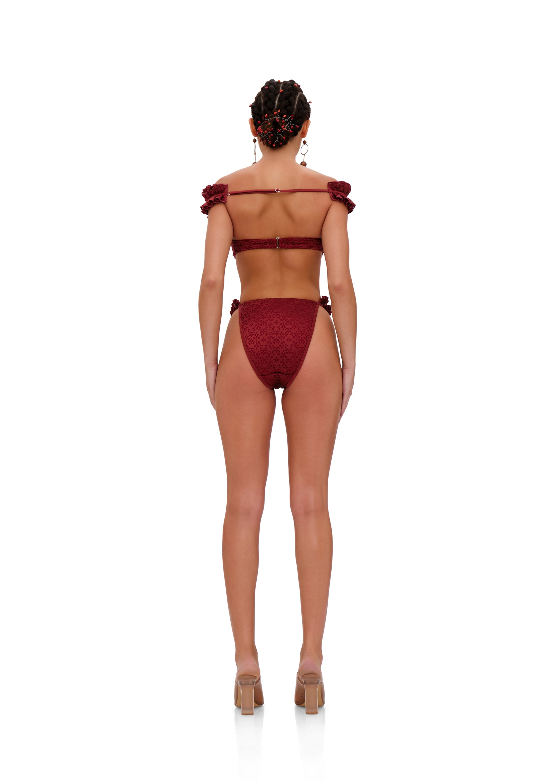 Mulan ruffled bikini bottoms - Wine