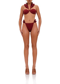 Mulan ruffled bikini top - Wine