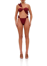 Mulan ruffled bikini top - Wine