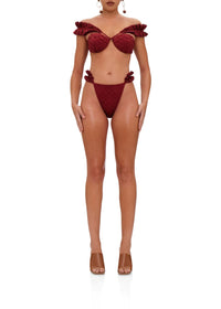 Mulan ruffled bikini bottoms - Wine