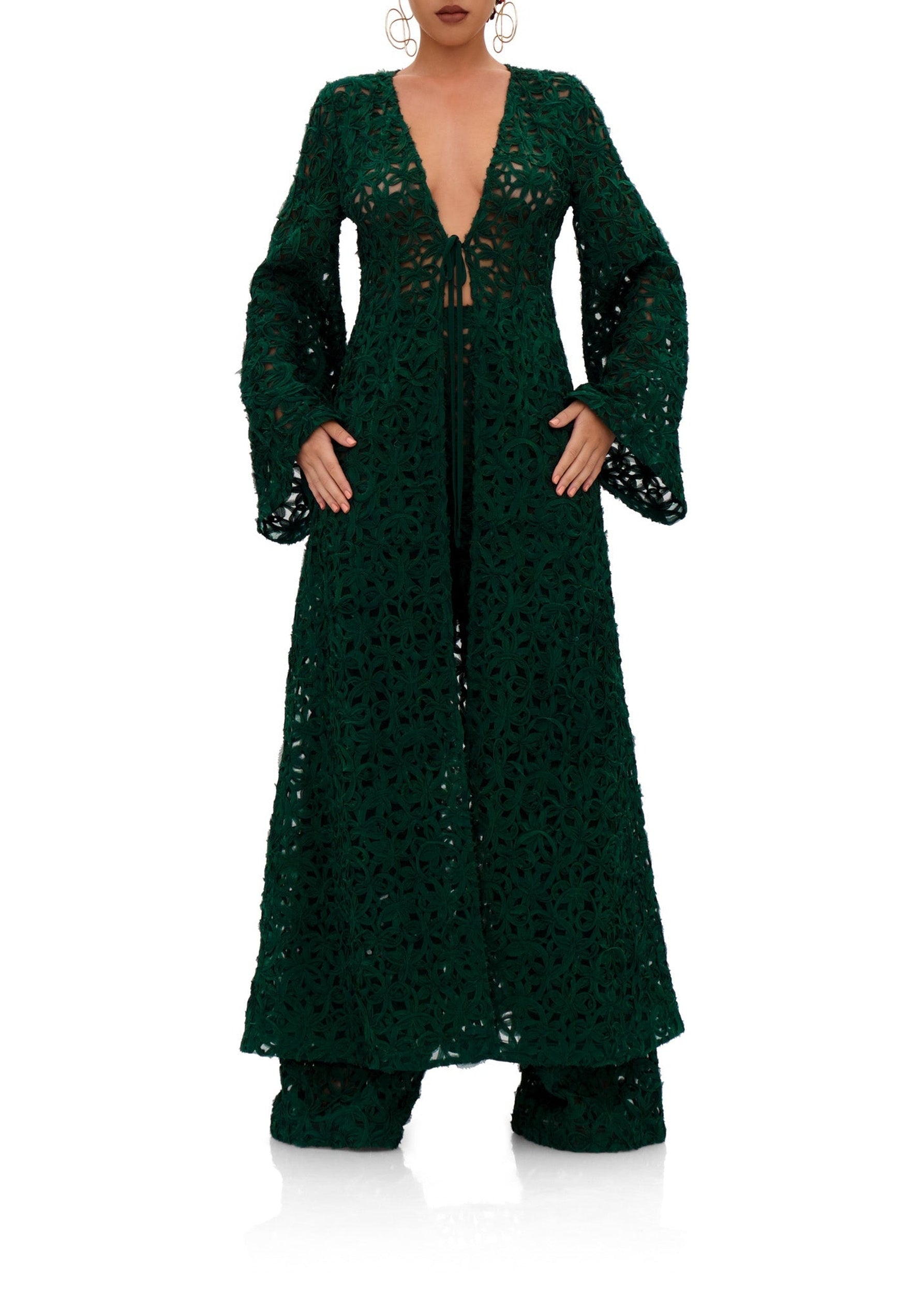 Ndu high-waisted lace trousers - Emerald