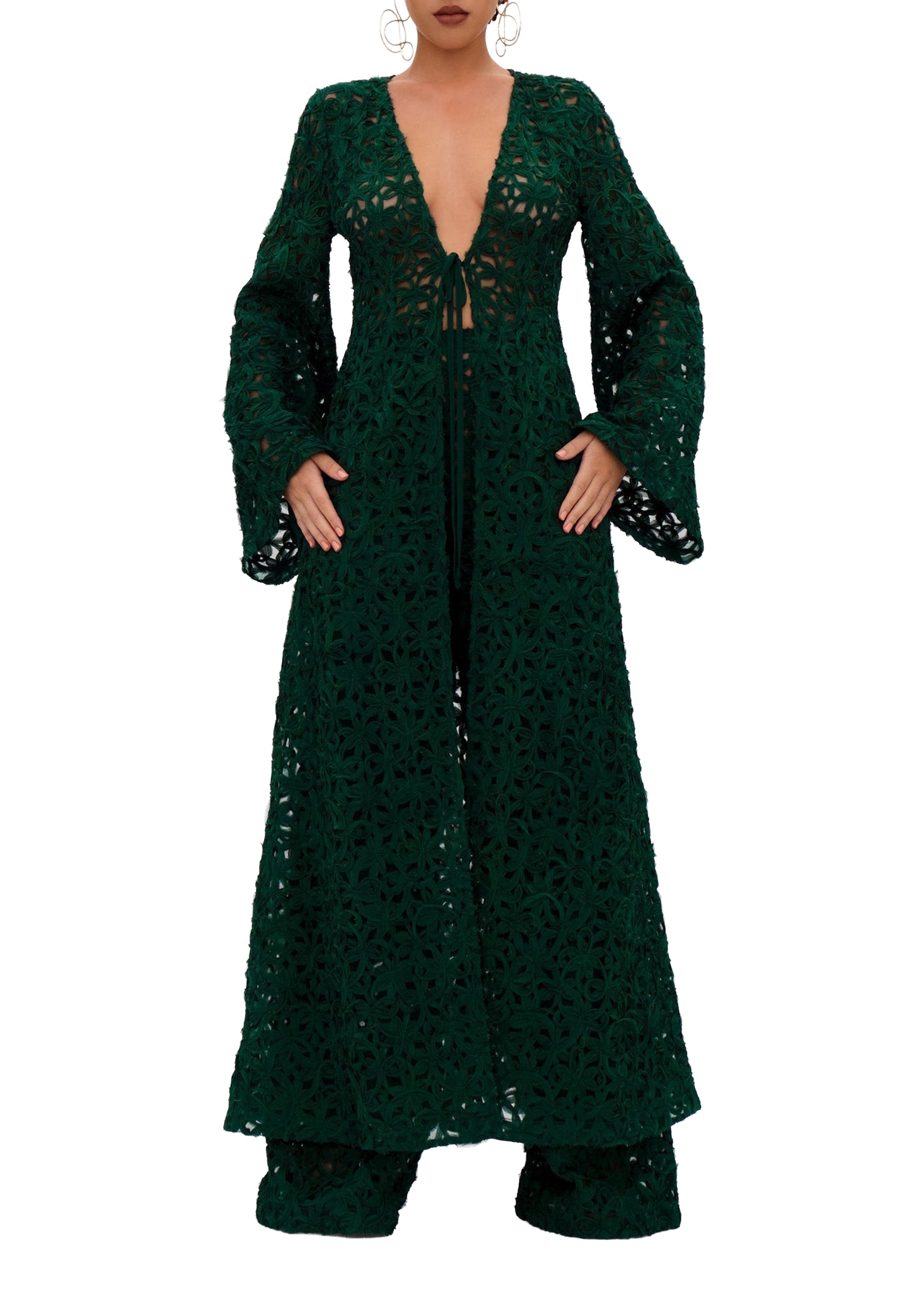 Ndu lace kimono - Emerald