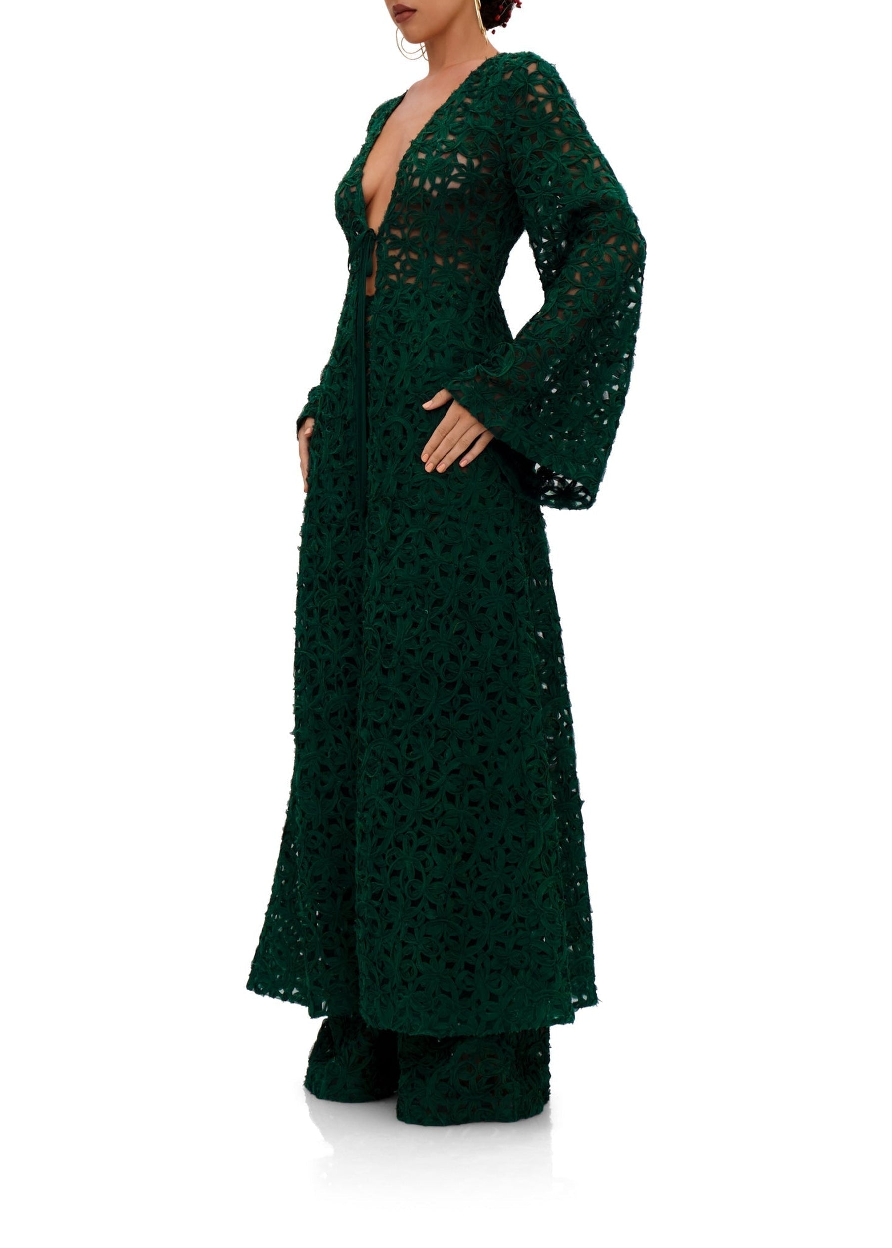 Ndu high-waisted lace trousers - Emerald