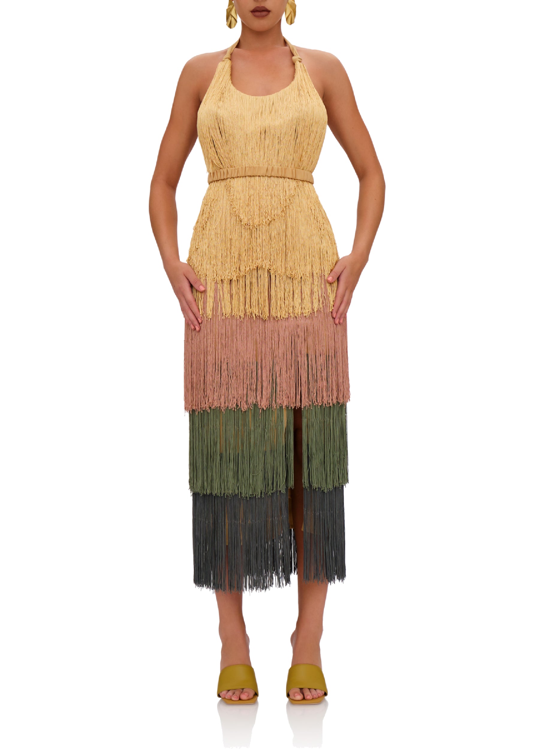 Robe midi Neme à franges - Multicolor