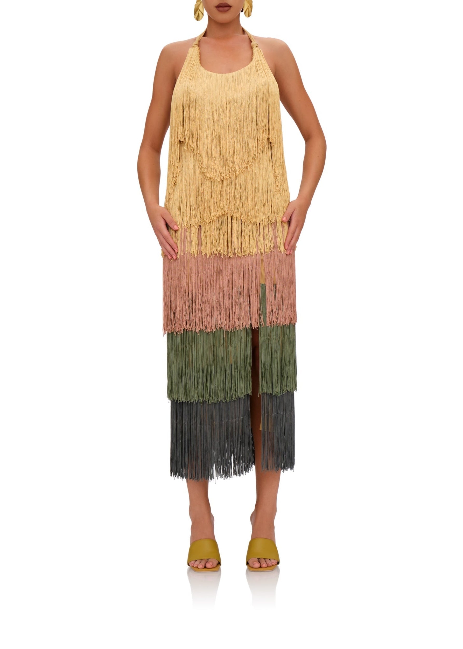Robe midi Neme à franges - Multicolor