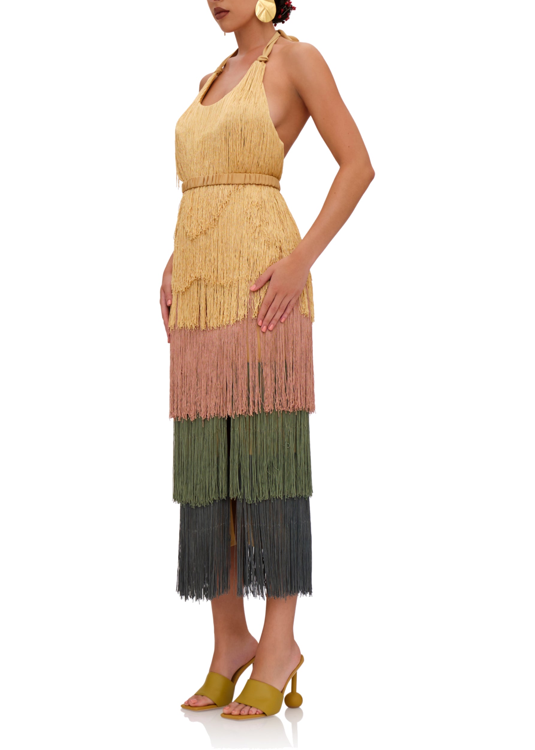 Robe midi Neme à franges - Multicolor