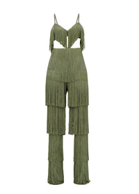 Obi straight trousers with fringes - Rosemary