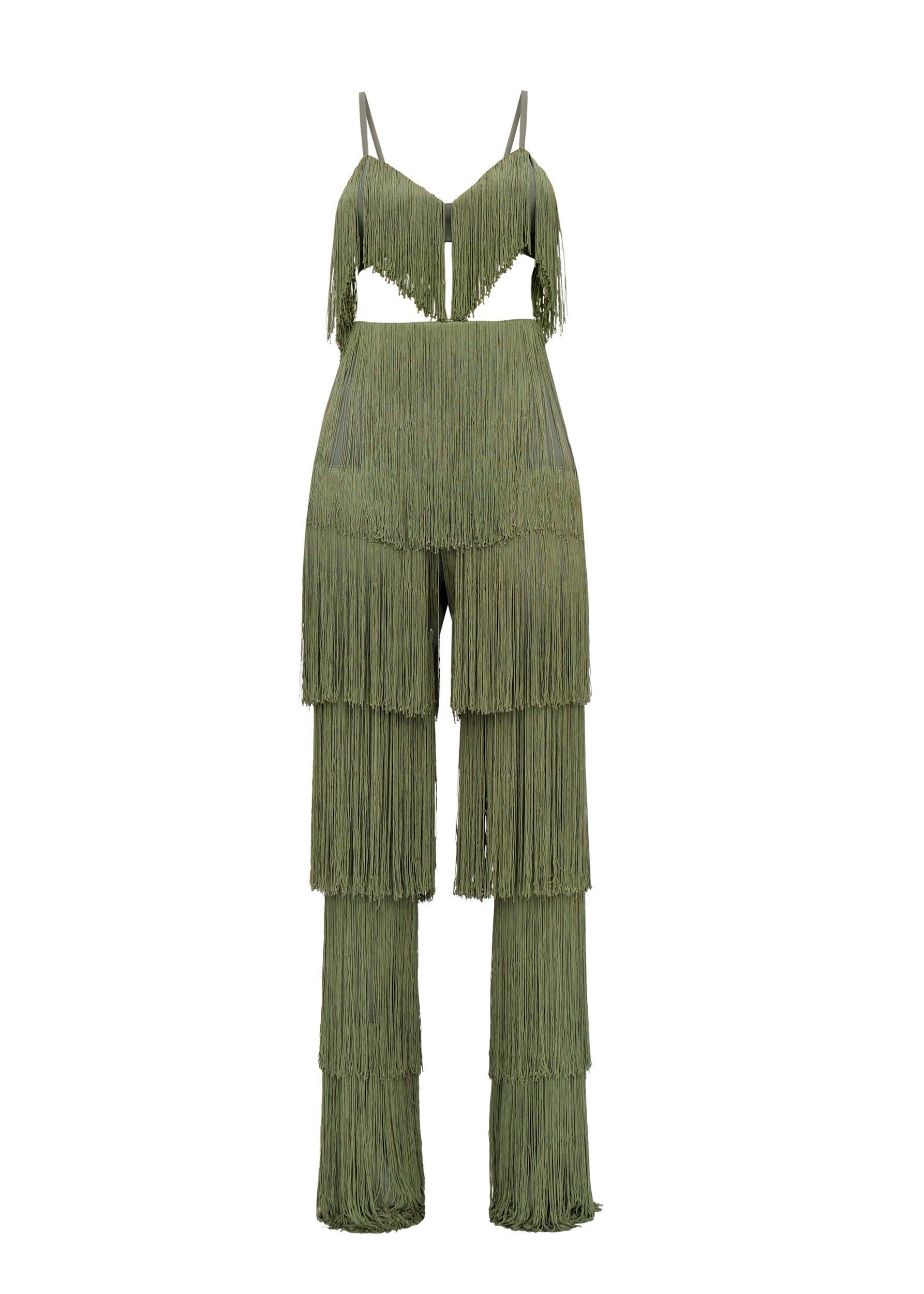 Obi straight trousers with fringes - Rosemary