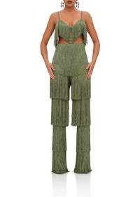 Obi straight trousers with fringes - Rosemary