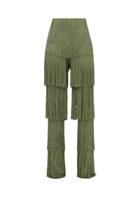 Obi straight trousers with fringes - Rosemary