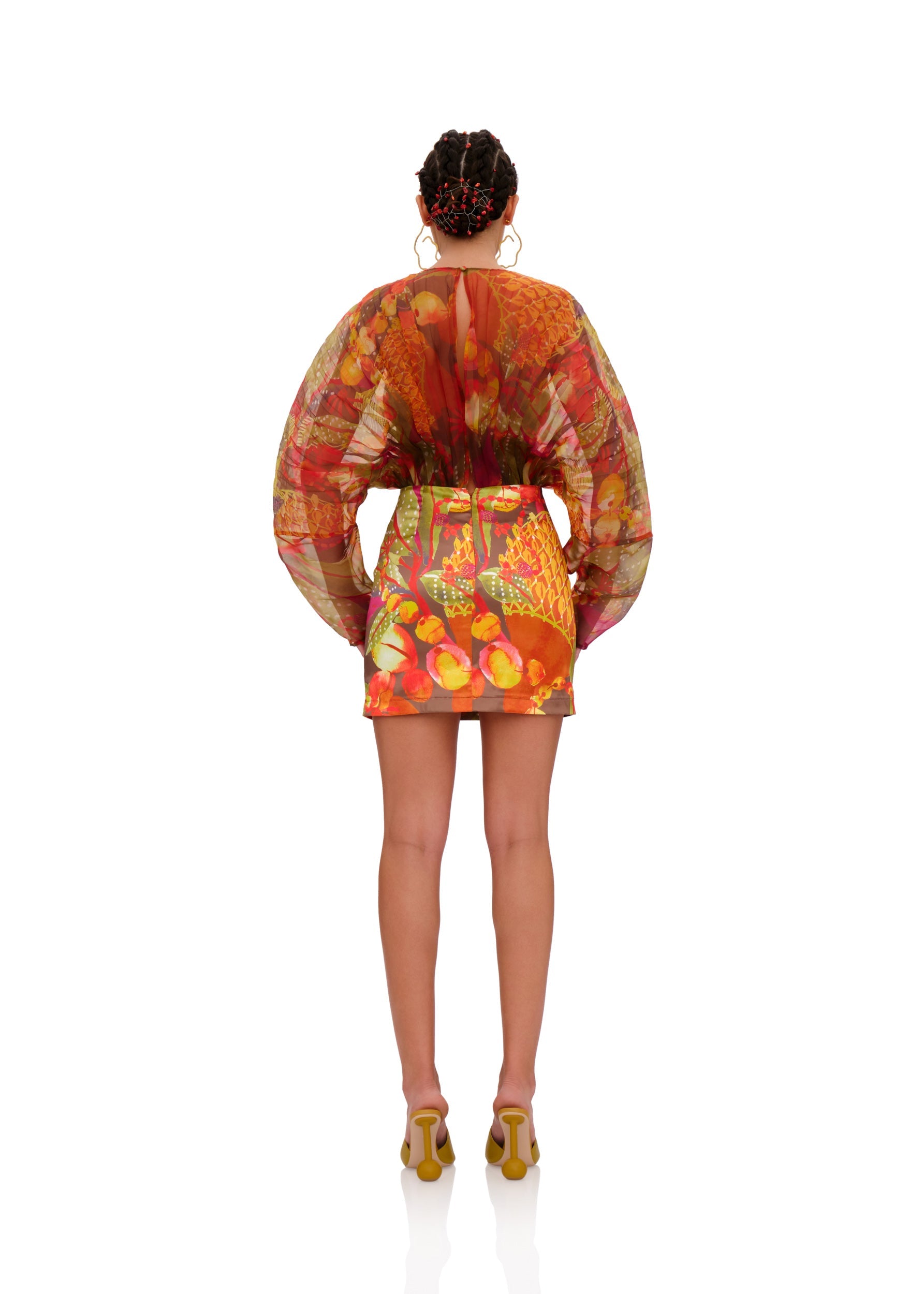 Odi sculptural short dress - Kola Print