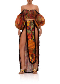 Omma long skirt with slit - Kola Print