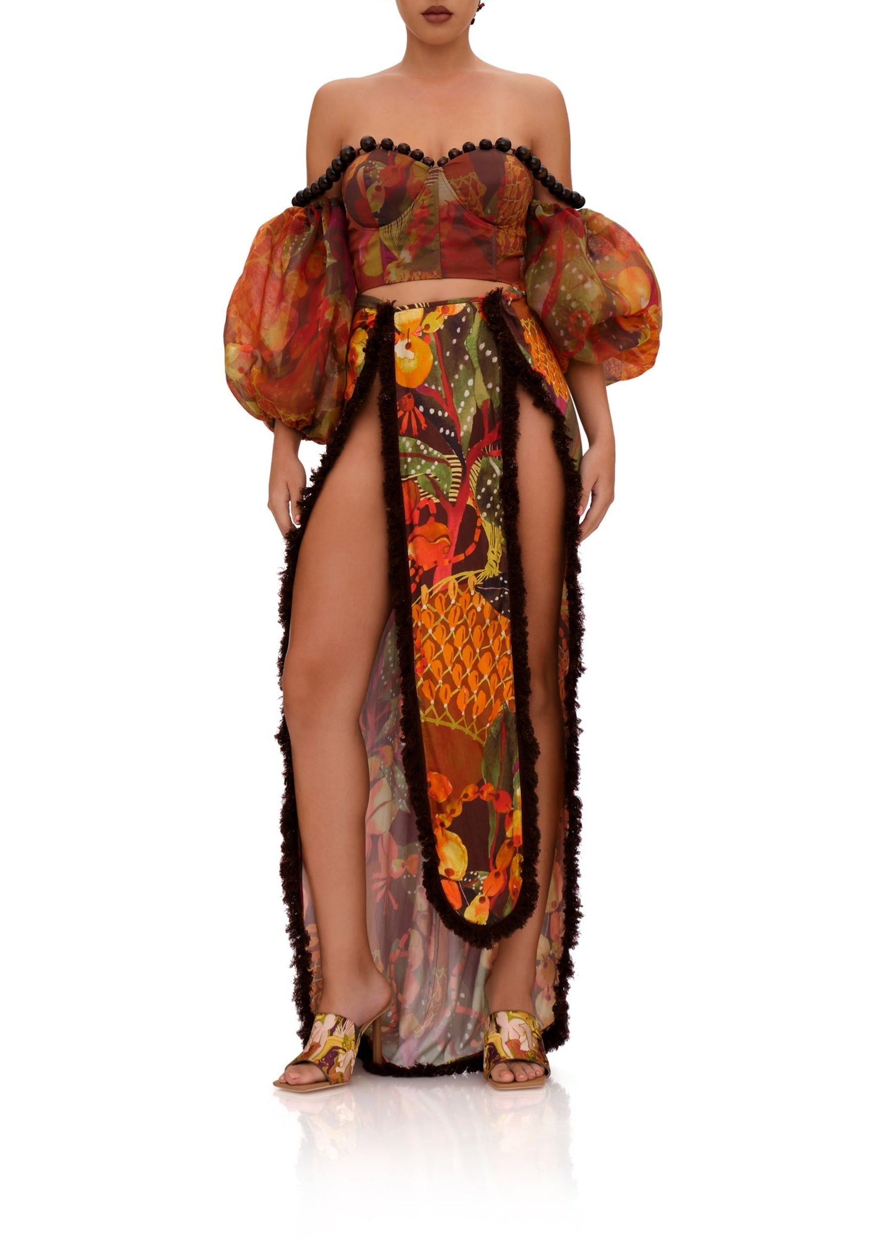 Omma long skirt with slit - Kola Print