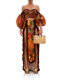 Omma long skirt with slit - Kola Print