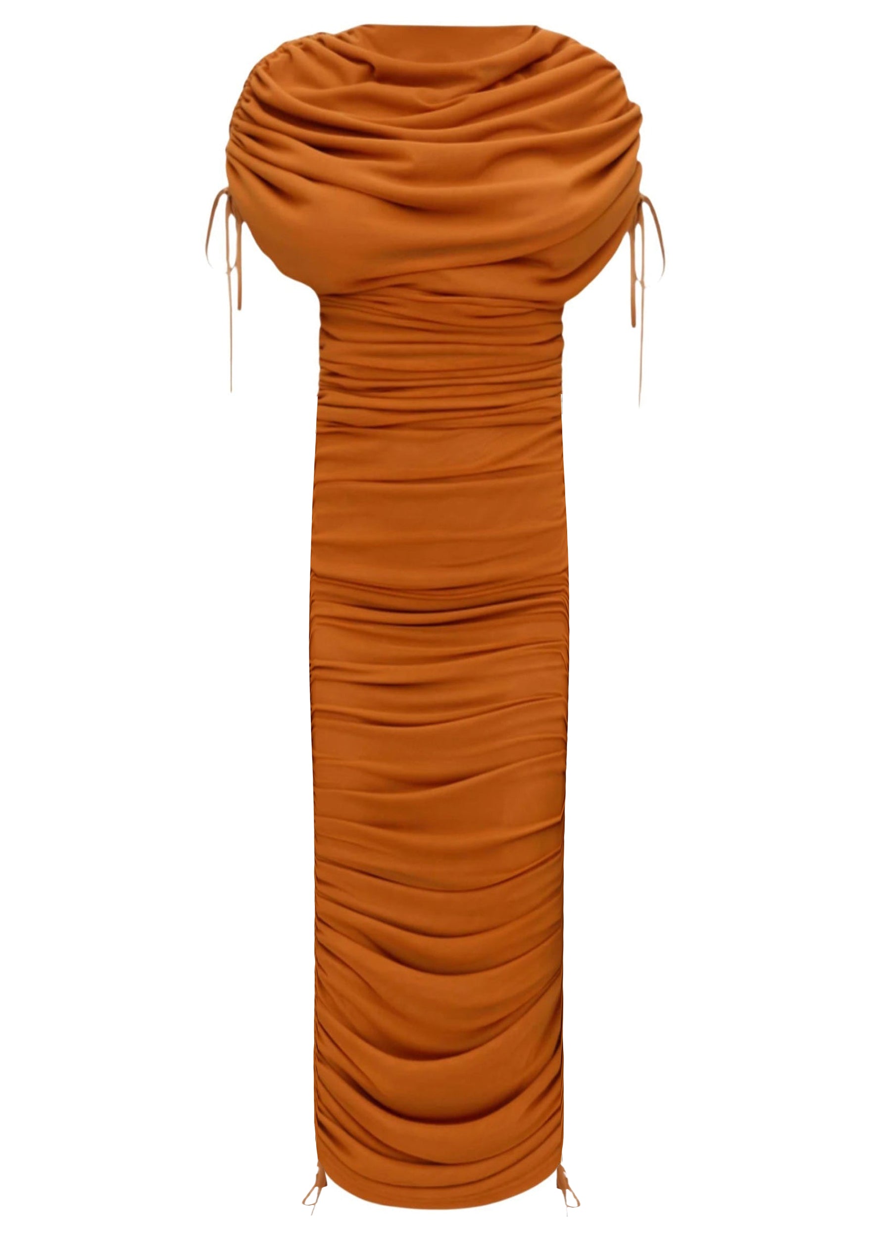 Ratu midi dress with ruching - Caramel
